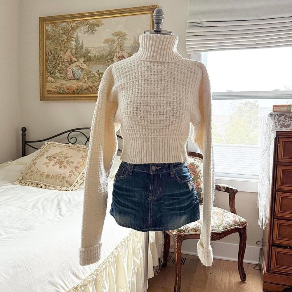 cream cropped turtleneck for love and lemons cream turtleneck sweater